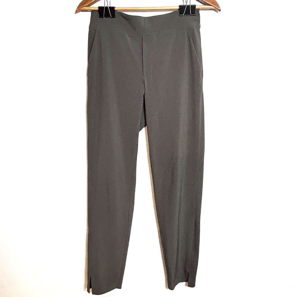 Athleta Brooklyn Ankle Pants Womens 0 Olive Stretch Travel Zip‎ Pocket